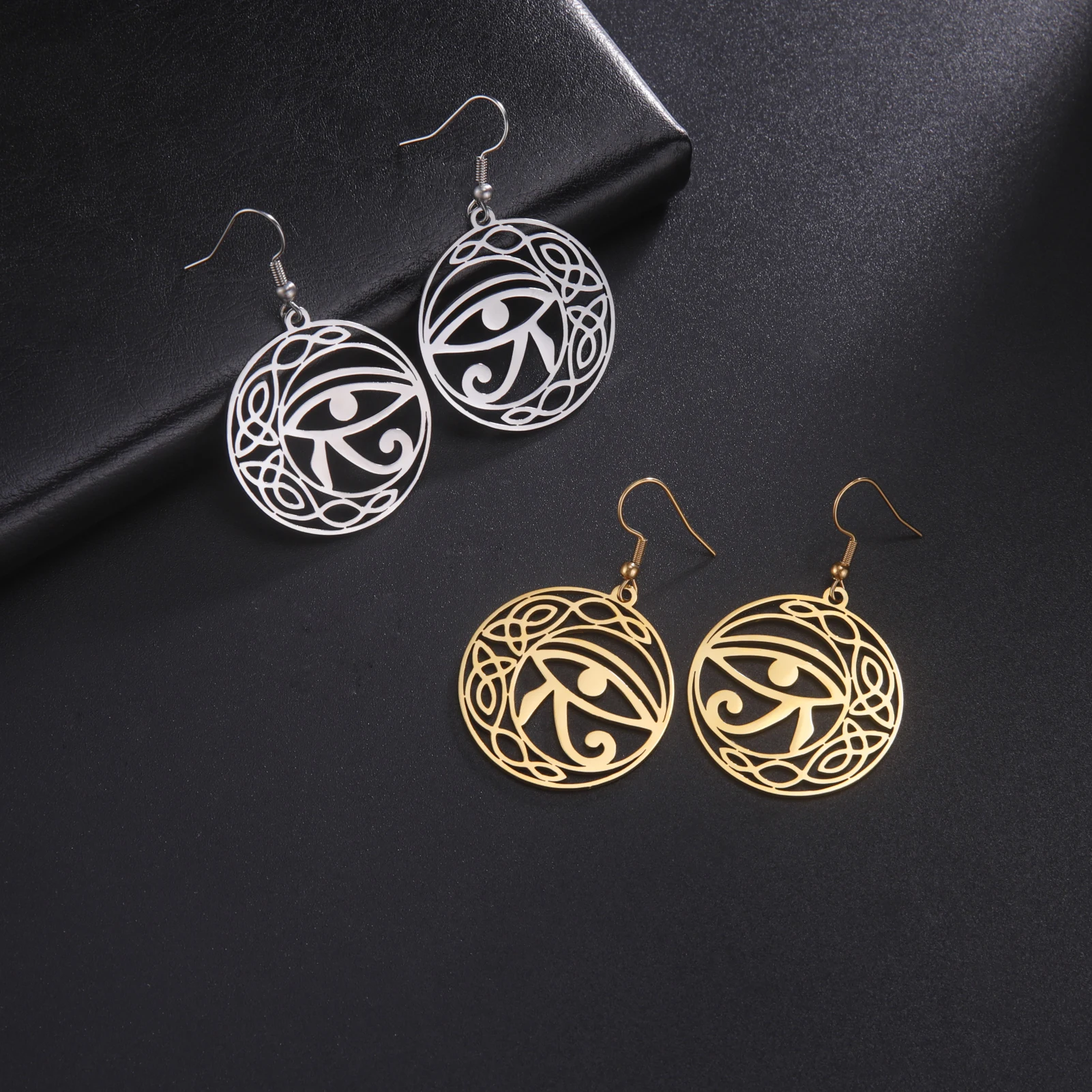 Edelstahl Horus Auge Ohrringe Vintage keltischen Knoten hängen Ohrringe Frauen trend igen Schmuck Geschenke