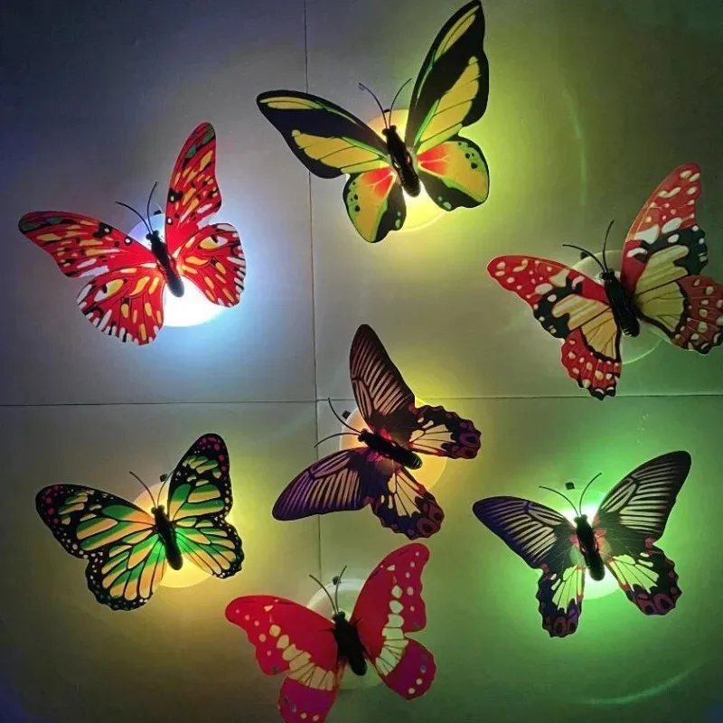 Creative Butterfly Night Light Self-adhesive LED Wall Light Indoor Atmosphere Light Glow In The Dark Wall Home Room Decoration