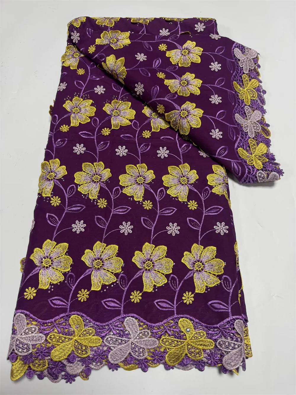 

Pure Cotton Swiss Voile Lace Fabric African Lace Women‘’s Party Dress 5 Yards Embroidered French Lace Voile Fabrics