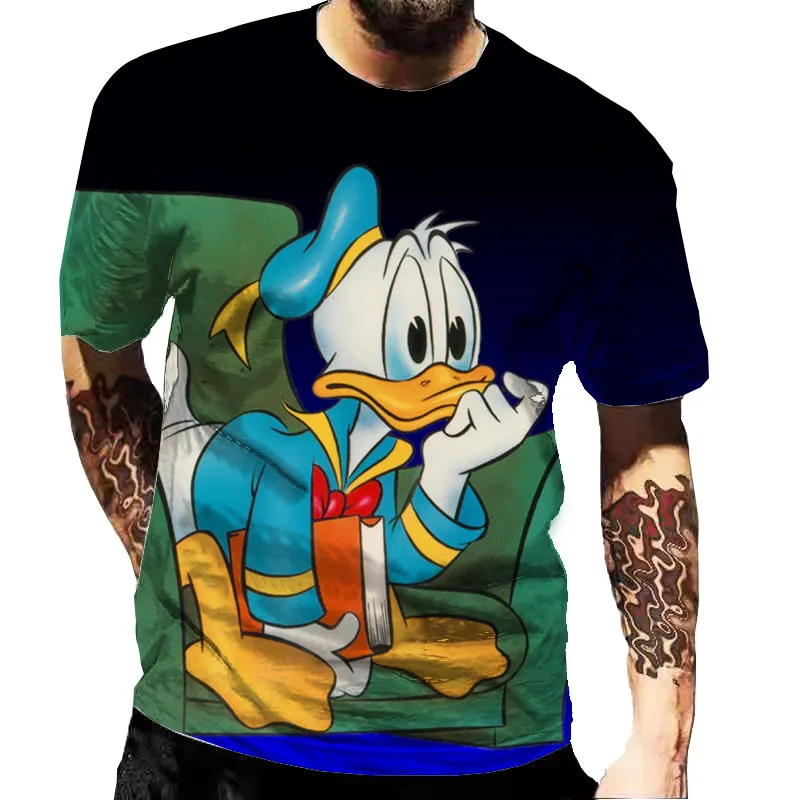 

Disney Donald Duck Men's Fashion Summer T-Shirt Men's Casual Cartoon Short Sleeve T-Shirt Classic Movie 3D Printing T-Shirt