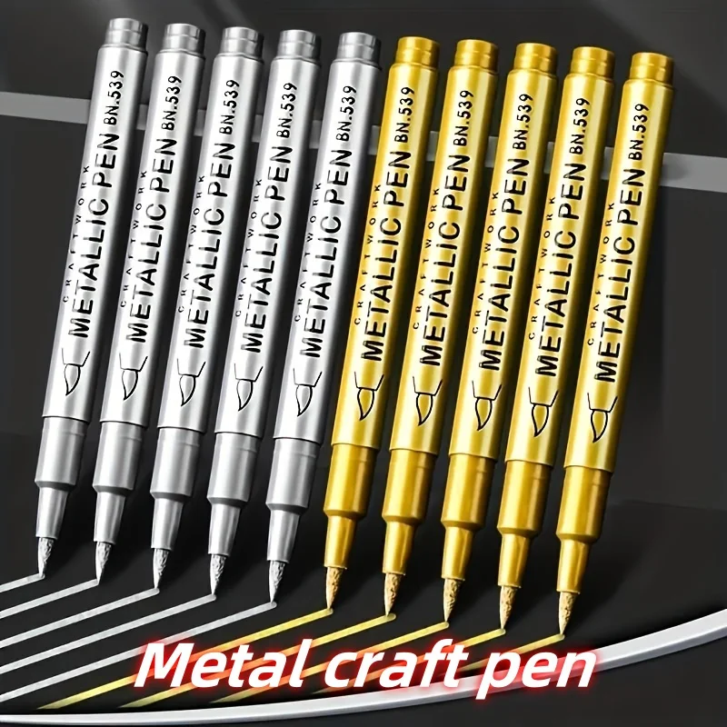 2 قطعة أقلام تحديد دائمة ذهبية وفضية |   مقاومة للماء، ذات أطراف دقيقة، مناسبة للحرف اليدوية اليدوية وفن الراتنج واللوازم المكتبية