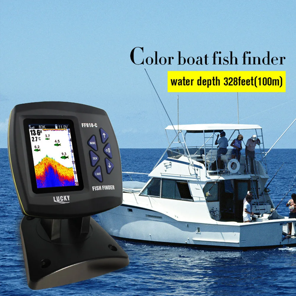 LUCK Y FF918-C100DS Color Screen Wired Fish Finder Dual Frequency 328ft/100m Water Depth Fish Detector Monitor Echo Sounder 2024