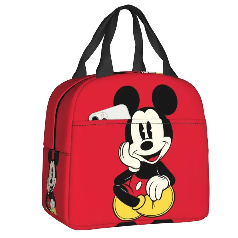 Custom Mickey Mouse Collage Cartoon Portable Lunch Boxes Women Cooler Thermal Food Insulated Lunch Bag Kids School Children