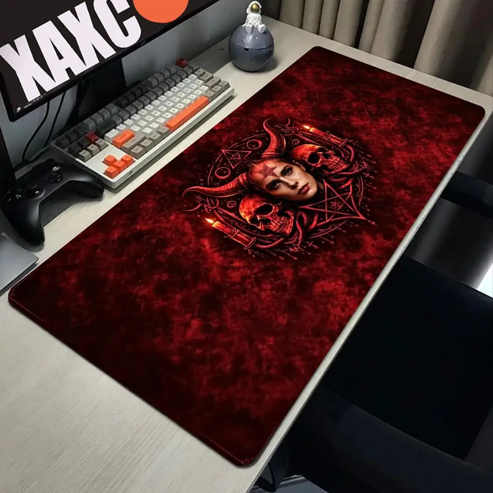 

HYBXAXC Demonic Horns Red Aesthetic Desk Mat Gaming Mouse Pad Non-Slip Large for Office Home PC Gamer Computer Keyboard Mat Desk