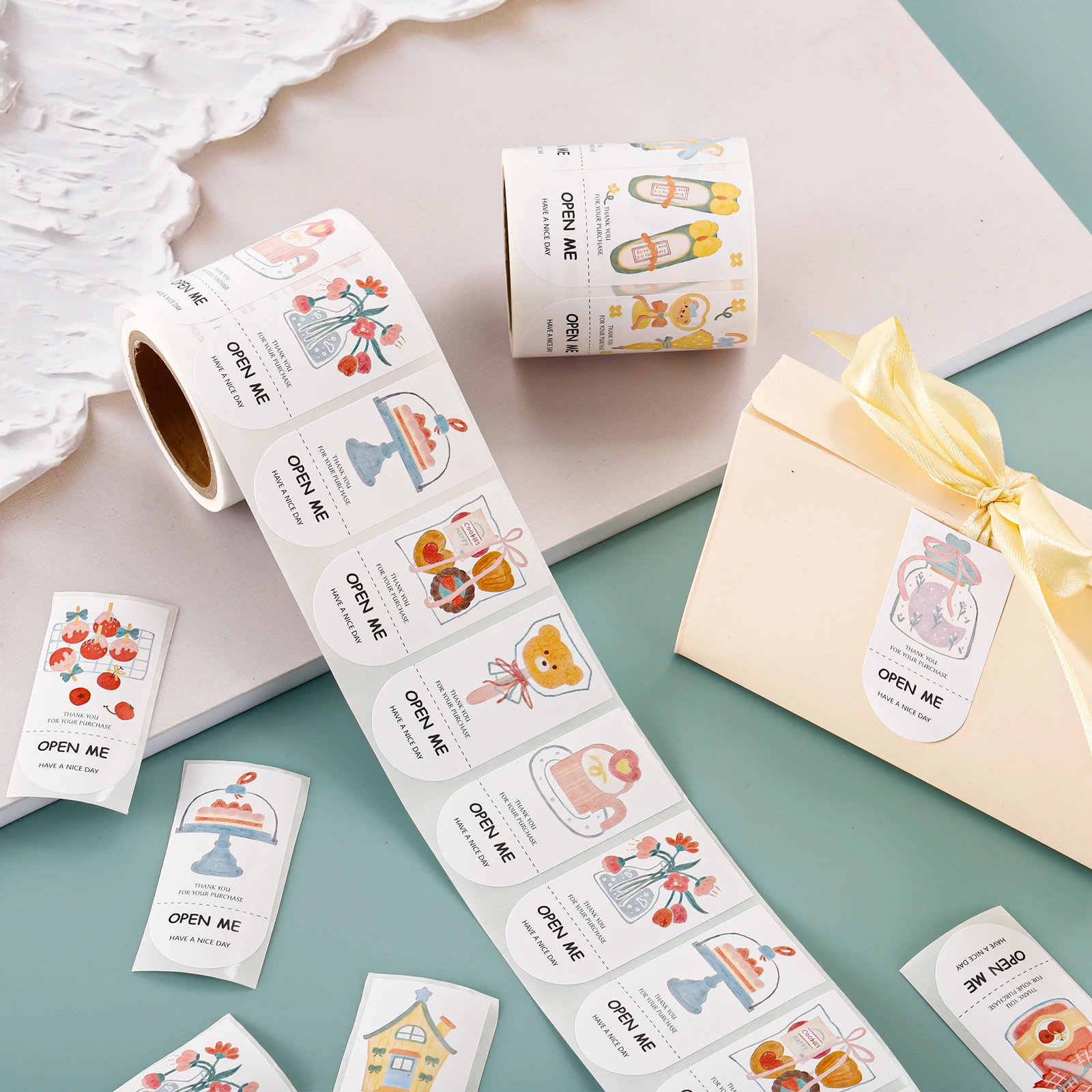150 PCs/Roll Cute Cartoon Stickers Easy to Tear | Envelope Greeting Card | Gift Seal | Crafts Decoration [Seal Stickers]