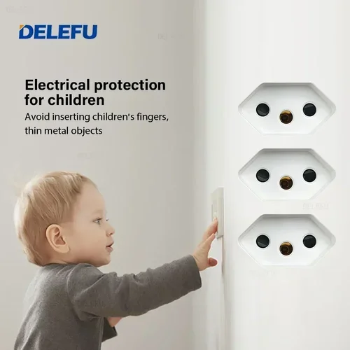 Imagen 2 del producto DELEFU Panel de PC blanco toma estándar de Brasil con doble USB tipo C toma de corriente de pared interruptor inteligente Tuya Wifi 10A 20A 118x72mm