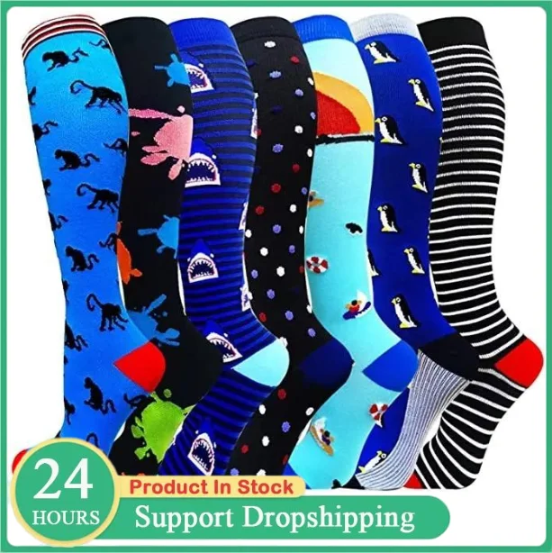 1Pair Compression Socks for Leggings Breathable Running Pressure Soccer Adult Socks Korean Edition Network Pressure Nurse Socks