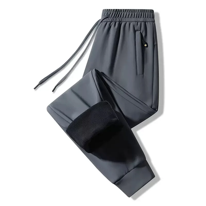 

Autumn and Winter New Pure Color Thickened Warm Straight Leg Sweatpants For Men High Quality Loose Casual Plus Size Sports Pants