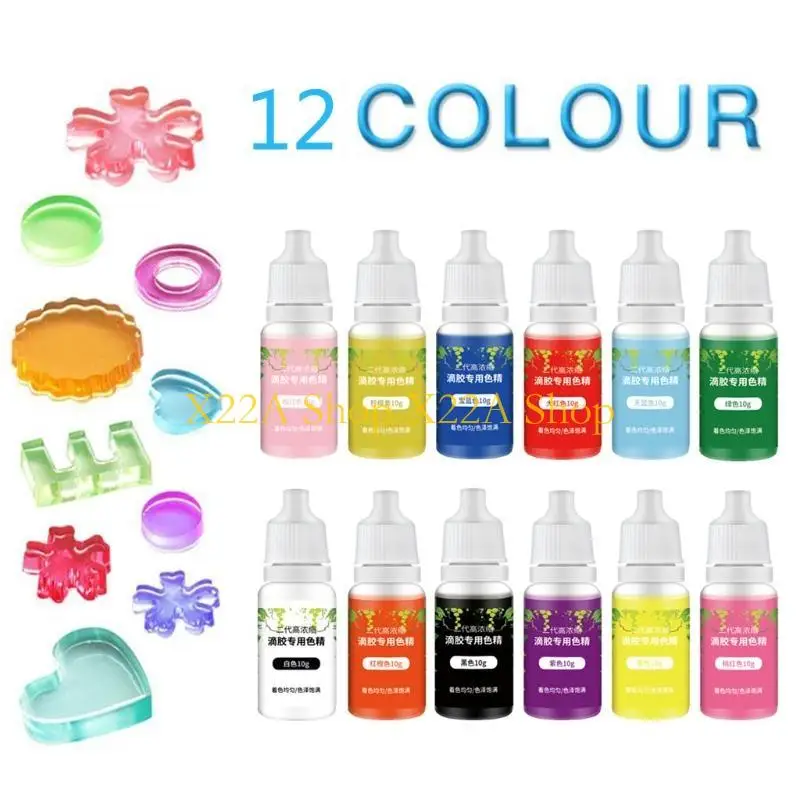 Unique 12 Colors Epoxy Pigment Liquid Transparent Non-toxic Epoxy Resin Dye Used for Resin Coloring Resin Jewelry Production