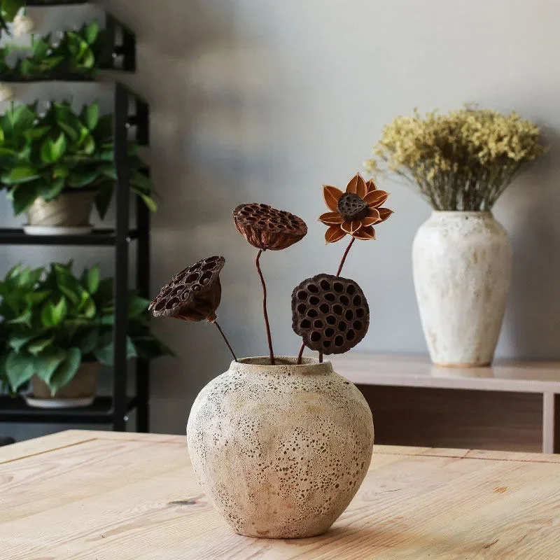 

Vases Home Nordic Room Decor Rough Ceramic Vases Small Retro Dry Art Mini Vase Creative Household Decorations For Living Room