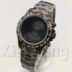39mm Full Black VK63 Watch Case Stainless Steel Sapphire Crystal For VK63 VK64 Quarzt Movement Men's Watches Parts 20mm Bracelet