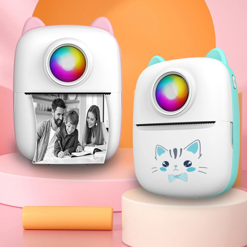 Портативный мини-термопринтер, беспроводной BT, 200 точек на дюйм, принтер для клейких этикеток без чернил с USB-кабелем, печать с неправильным вопросом