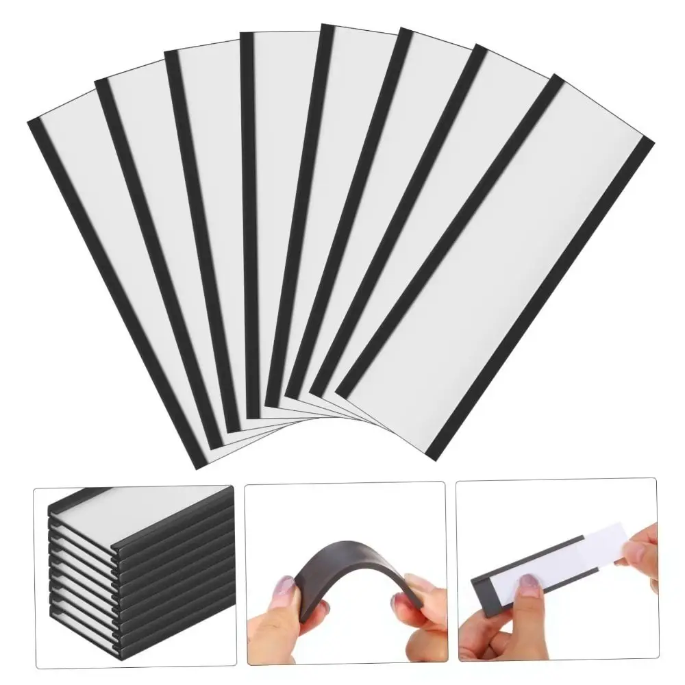 

White Paper Cards Magnetic Label Holder Strong Magnet Mess Free Shelf Label Holder Adjustable Removable Magnet Label Holder