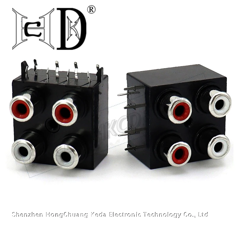 2PCS RCA4-8.4-33A/7 Socket RCA Lotus Socket Audio And Video Socket Signal Socket Sealed 4-hole Bit