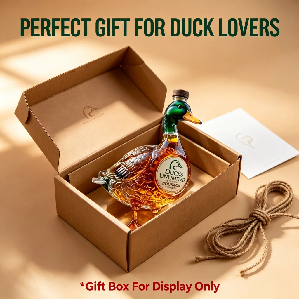 Duck Shaped Crystal Decanter Ducks Unlimited Mallard Glass Whiskey Bourbon Liquor Bottle Novelty Wildlife Bar Decor Gift