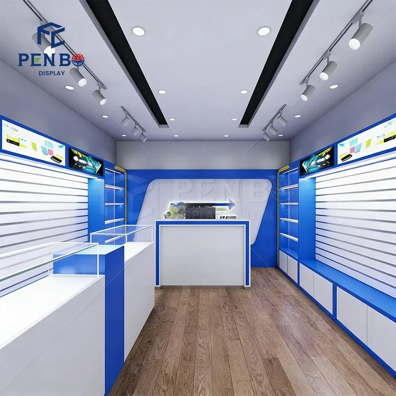 custom.Customized Phone Shop Furniture Mobile Phone Shop Counter Design Mobile Accessories Kiosk Electronics Display Showcase