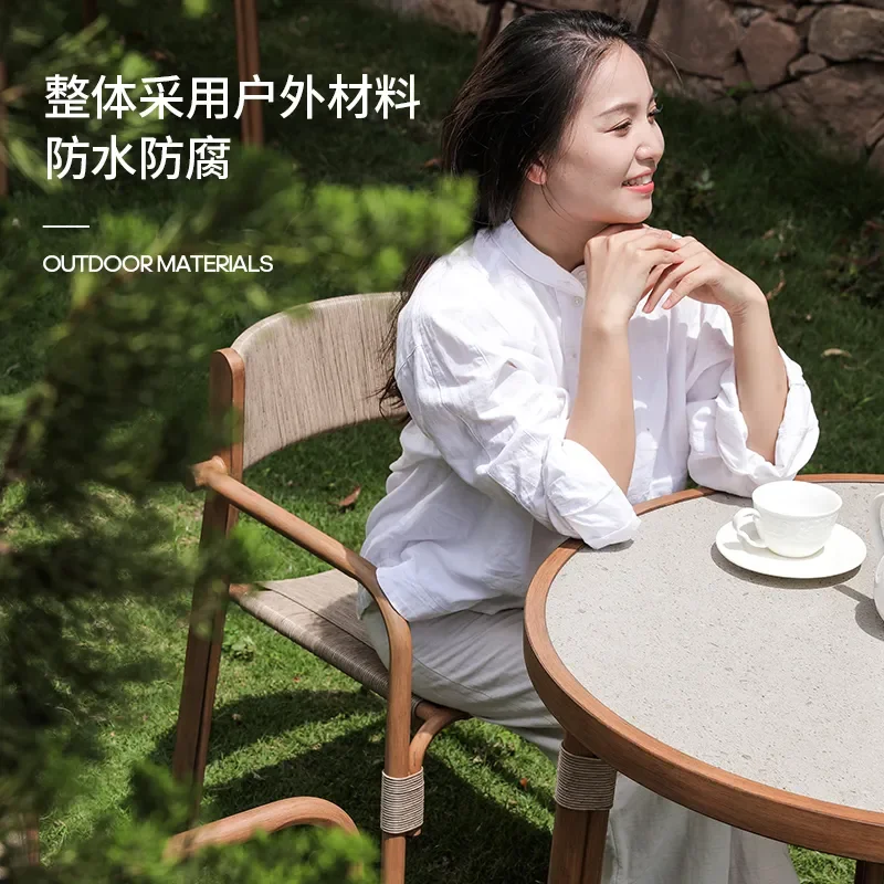 Outdoor Rattan Dining Table and Chairs Set for Garden Terrace Balcony Courtyard Patio Coffee Tea Table Furniture