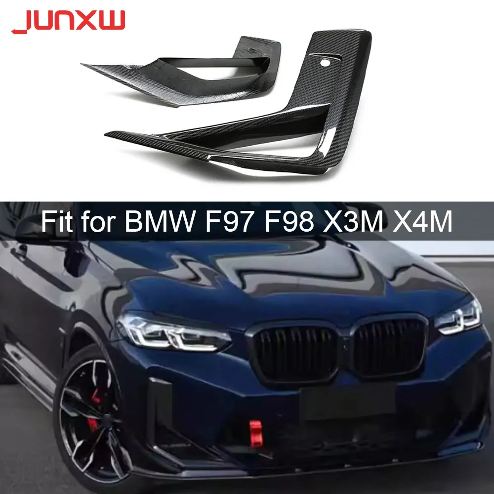 

Dry Carbon Fiber Car Front Bumper Foglamp Air Vent Trims for BMW F97 F98 X3M X4M 2022+ FRP Fog Cover Trims Body Kits