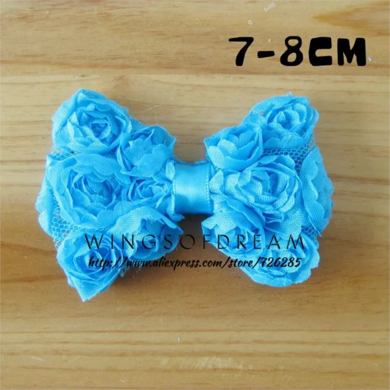 (10pcs/lot)12 Colors Mesh Tulle Fabric Rosset Bow For Headwear New Style Chiffion Rosset Flower Bows Artificial Flowers