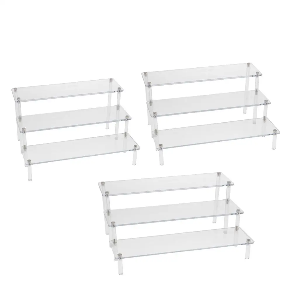 Acrylic Display Rack Ladder Shelf for Action Figures Model Cars Toy Plush Dolls Perfume Glasses Organizer
