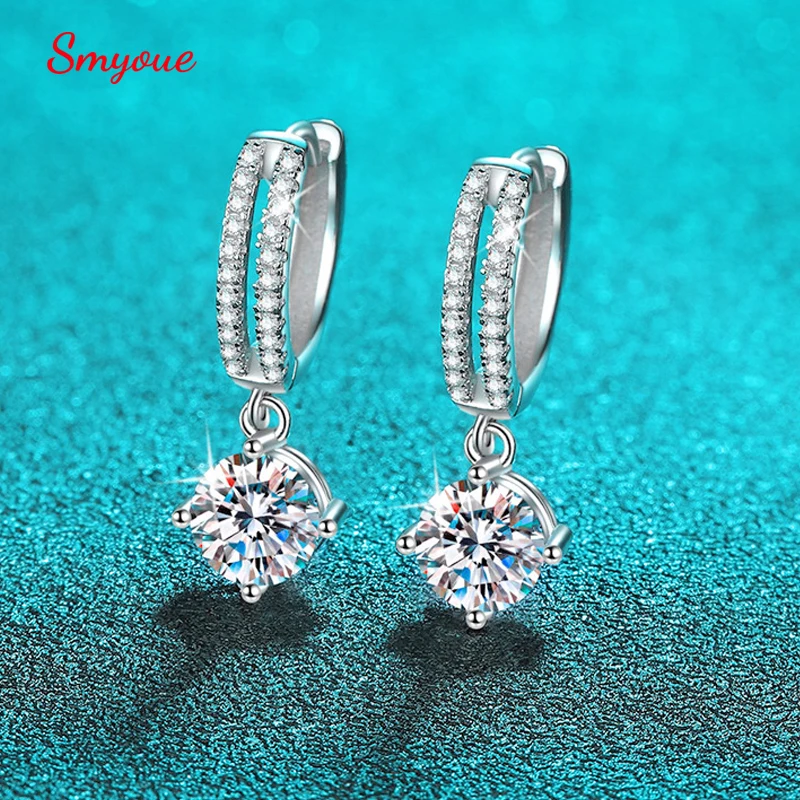 

Smyoue White Gold Plated 1ct Zircon/moisssanite Drop Earrings for Women 4 Claws Wedding Sparkling Sterling Silver 925 Earring
