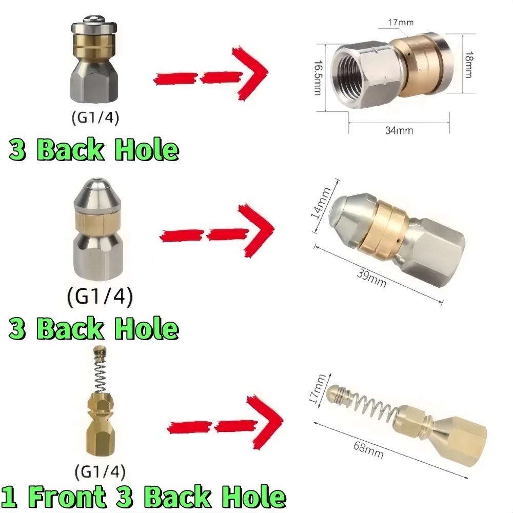 2-35m Macchina per la pulizia ad alta pressione Tubo di drenaggio Tubo per la pulizia delle fogne Tubo per la pulizia delle condutture Ugello per Karcher HD/HDS Pistola ad acqua