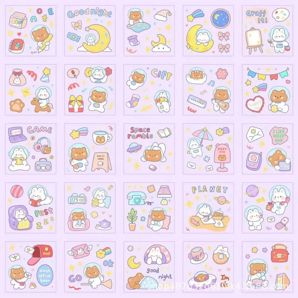 25Pcs Cute Stickers Lovely DIY Girls Adhesive Stickers Stationery Scrapbooks Stickers Personalized Item Decoration Birthday Gift