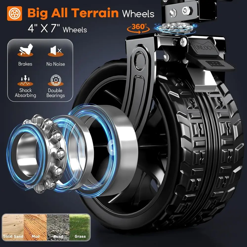 Collapsible Wagon Cart with 460lbs Load Capacity, All-Terrain Wheels for Beach, Groceries, Camping, Sports - Heavy Duty Folding