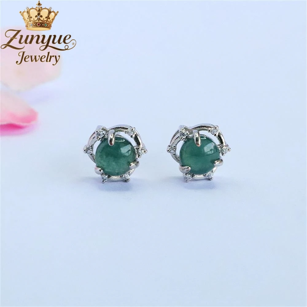 

Natural A-Grade Jadeite Blue Water Jade Star Trace Ear Studs Luxury Quality Jewelry Fashion Jewelry Exquisite Elegant Charms