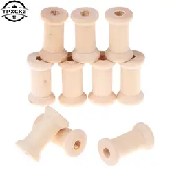 10Pcs Wooden Bobbins Spools Reels Vintage Style Organizer For Sewing Ribbons Twine Wood Crafts Tools Thread Wire Tools