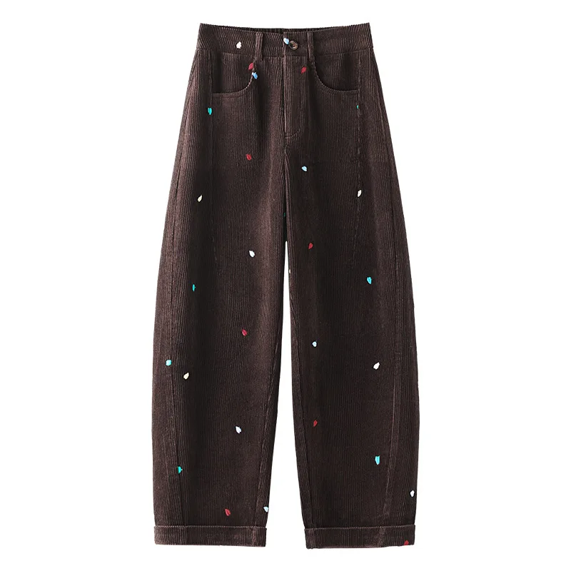 سراويل مصممة بخصر مطاطي مستقيم الساق للنساء والشتاء، سراويل فضفاضة أنيقة، سراويل كاجوال بقصة ضيقة