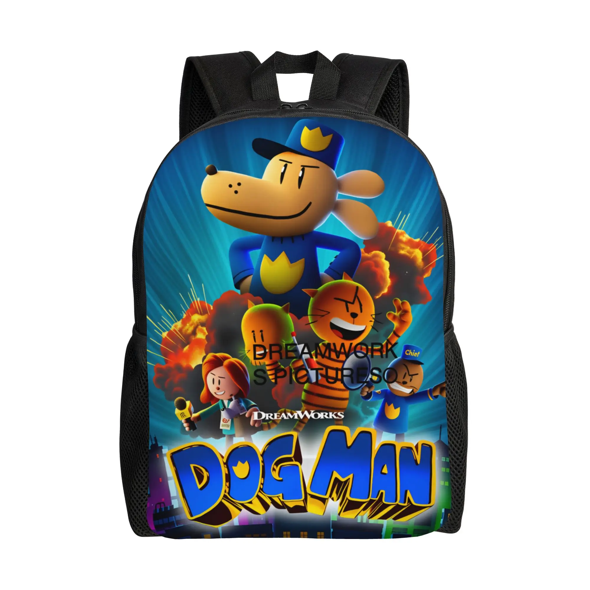 

Dog Man Cartoon Backpack Modern Backpacks Boy Girl Outdoor Style Lightweight School Bags High Quality Rucksack