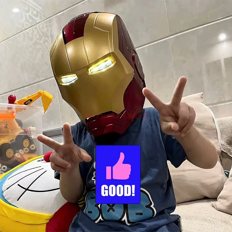

Шлем Marvel «мстители» для косплея Железного человека, светодиодная лампа 1:1, игрушки для открытия и закрытия вручную, шлем для взрослых, рождественский подарок
