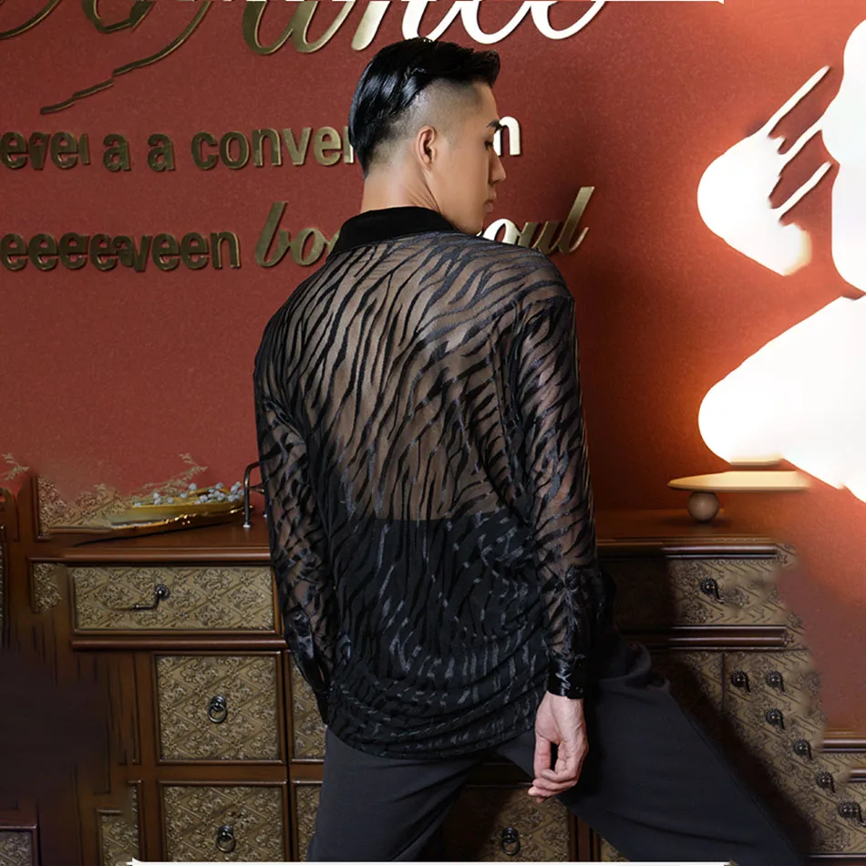 

Male Latin Dance Shirt Two Colors Men Dance T- Shirt Ballroom Latin Dancing Clothes Professional Competition Dancewear MA1239