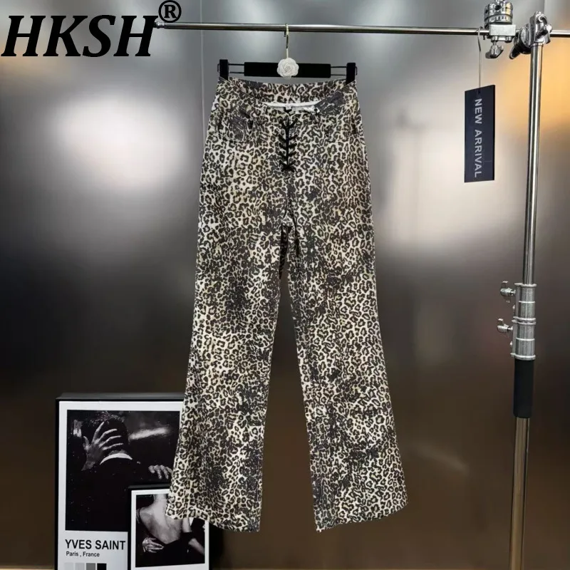 

HKSH Summer New Women Tide Chic French Vintage Streetwear Stylish Leopard Printed Pocket Casual Ins Trendy Straight Pants HK7835