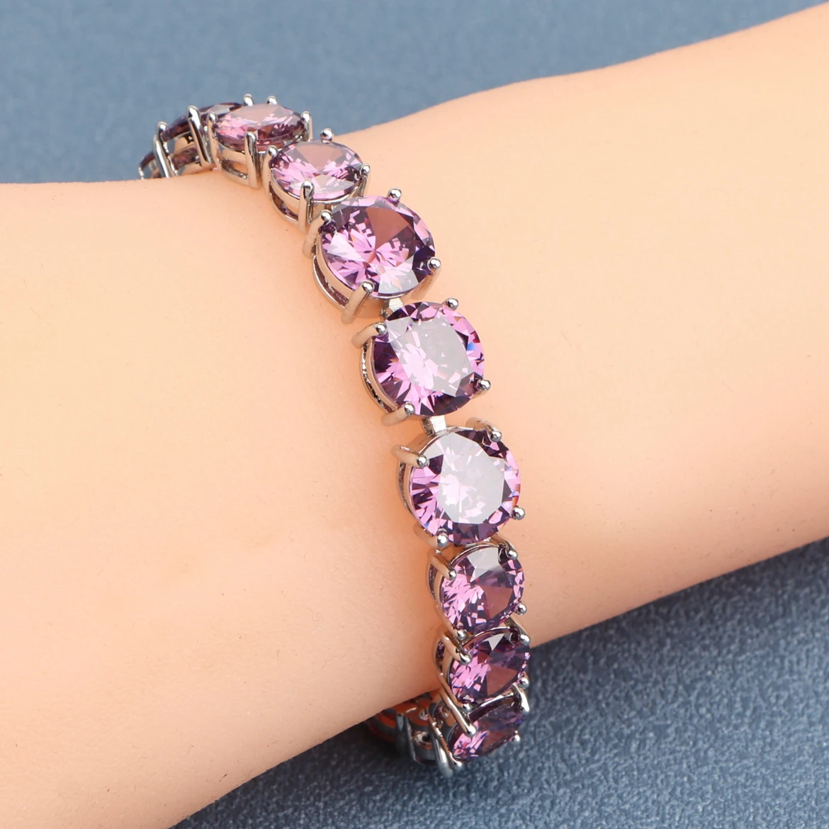 925 Silver Charm Cubic Zircon Bracelets For Women Wedding Jewelry 18+2CM Length