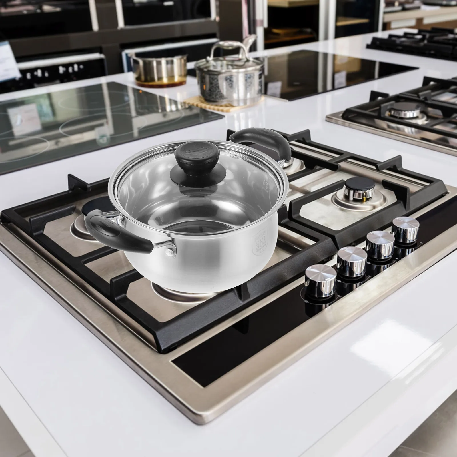 

Stainless Steel Soup Pot Household Stockpot Kitchen Cookware Lid Heat Resistant Easy Cleaning Dishwasher Safe Boiling