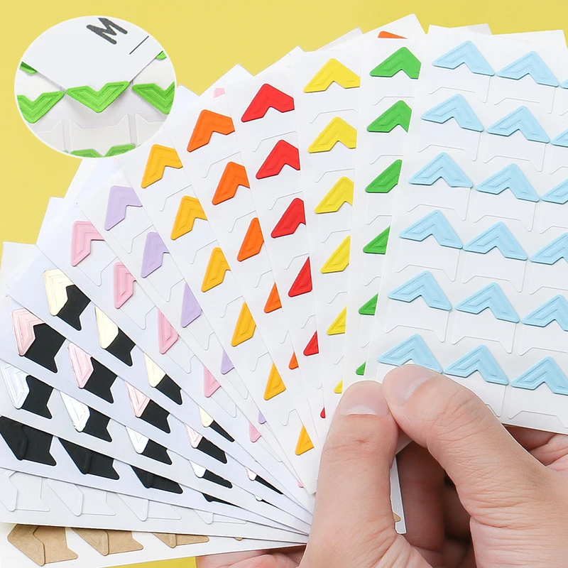 48pcs/2 Sheets  Photo Corner Stickers，Self-Adhesive DIY Vintage Photo Corner Stickers，Photo Frame Stickers And Album Accessories