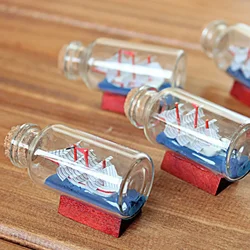 Sailing Boat In Bottles Miniatures Fairy Garden Glass Decoration Figurines Drift Bottle DIY Desktop Home Decoration Accessories