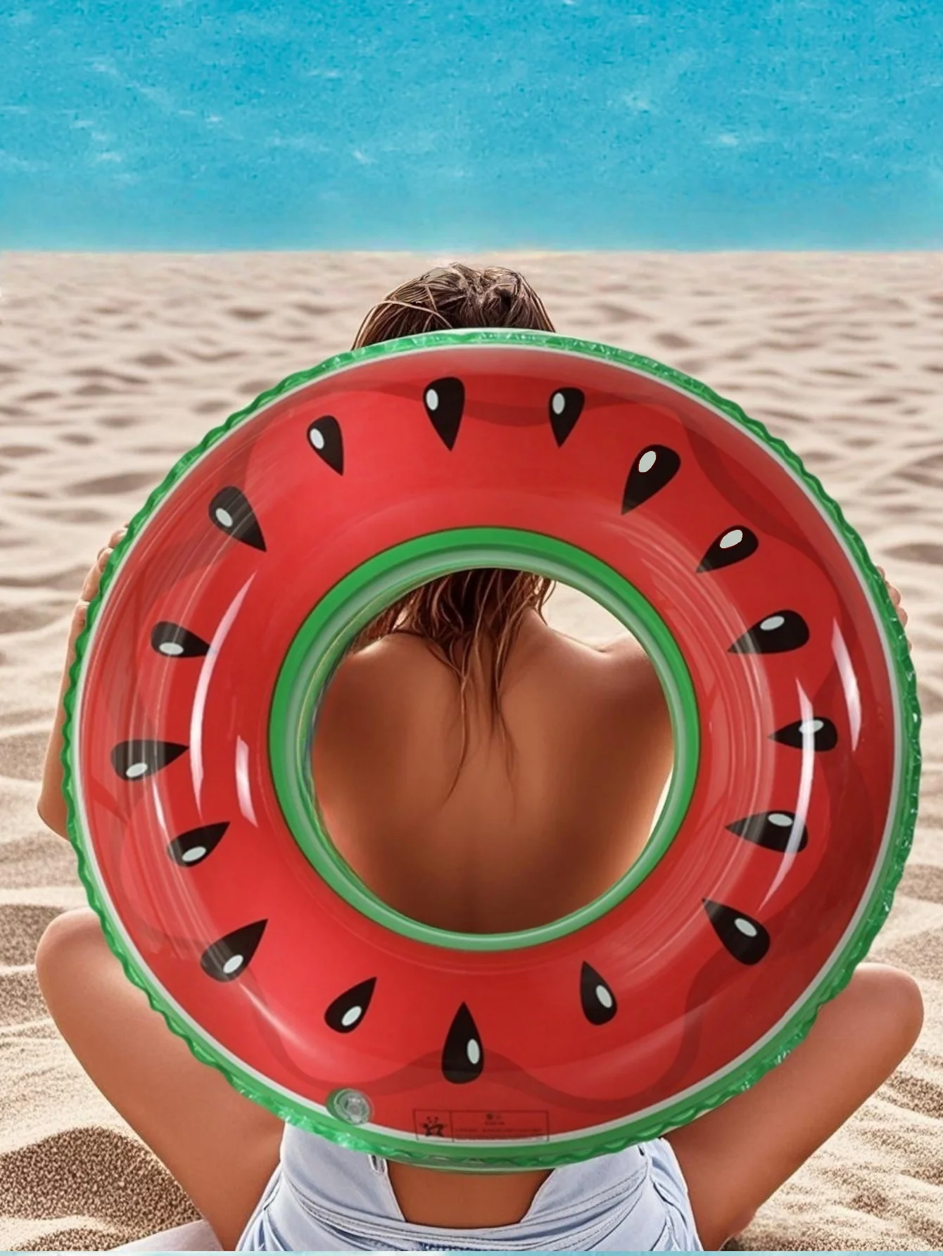 1PC Inflatable Fruit - Watermelon Swimming Ring, Thickened PVC Floating Ring, Cute Fruit Shape Pool Float, For Taking Photos, Fo