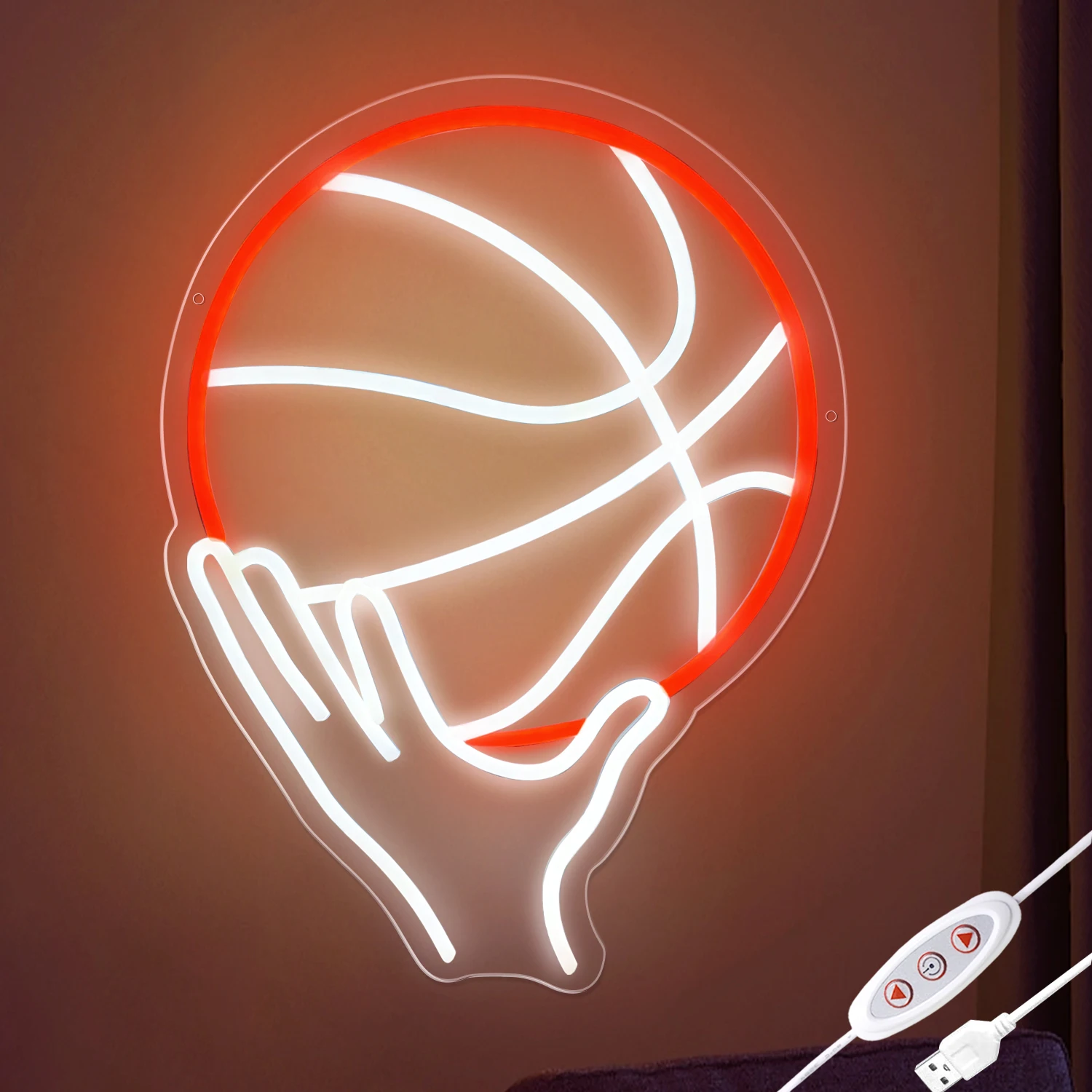 

Basketball neon sign for wall decoration, dimmable basketball LED sign neon sign, USB power switch lighting sign