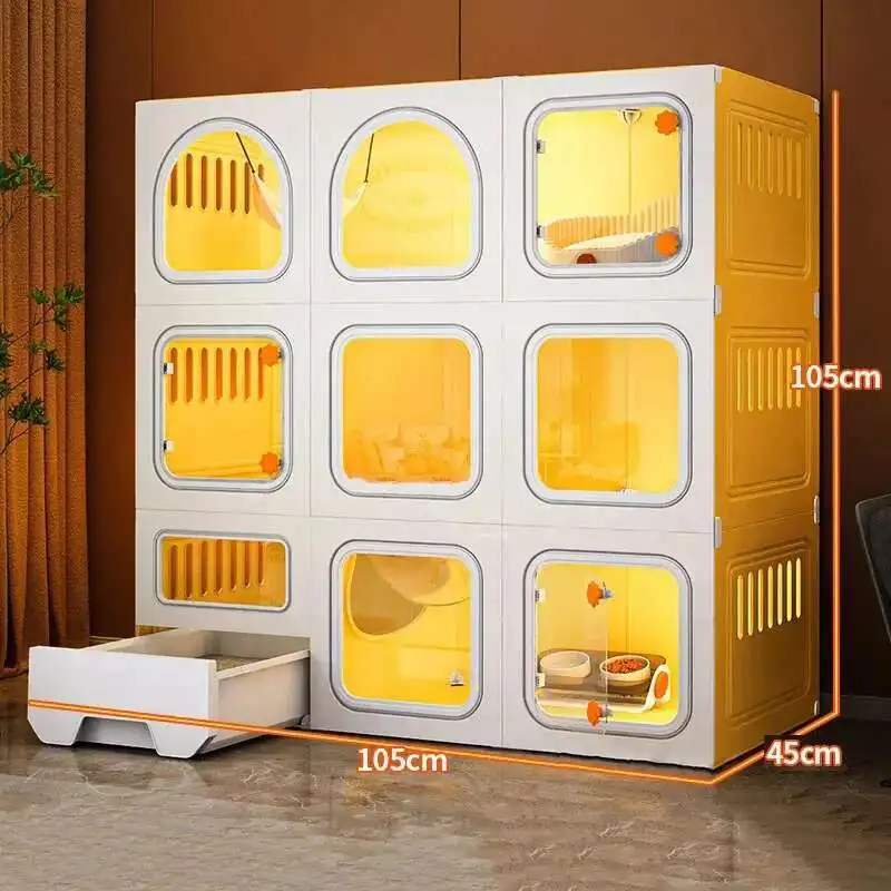 

Nordic Simple Cat Cages Home Cat House Light Luxury Indoor Super Large Free Space Cat Cage Cat Litter Box Integrated Cat Villa