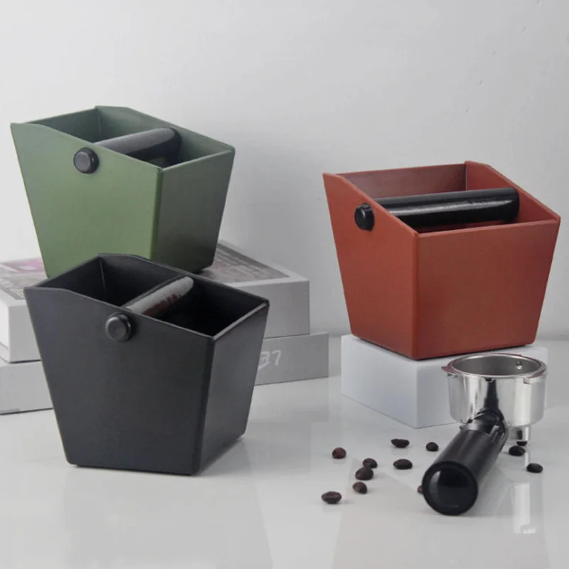 1pc Mini Absorbent Espresso Knock Box Household Straight Mouth 800ml ABS Plastic Coffee Knocking Slag Bucket Semi-automatic