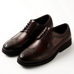2025 Popular Vintage Italy High Quality Genuine Leather Brogue Style Derby Dress Business Party Daily Life Dress Shoes for Men