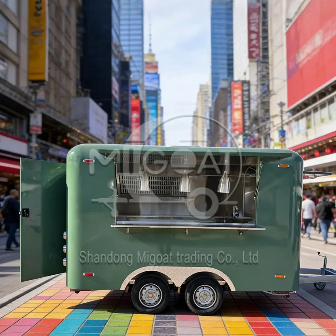 Stainless Steel Towable Outdoor Food Trailer Mobile Kitchen Cart Commercial Milk Tea Burger Snack Truck Workstation