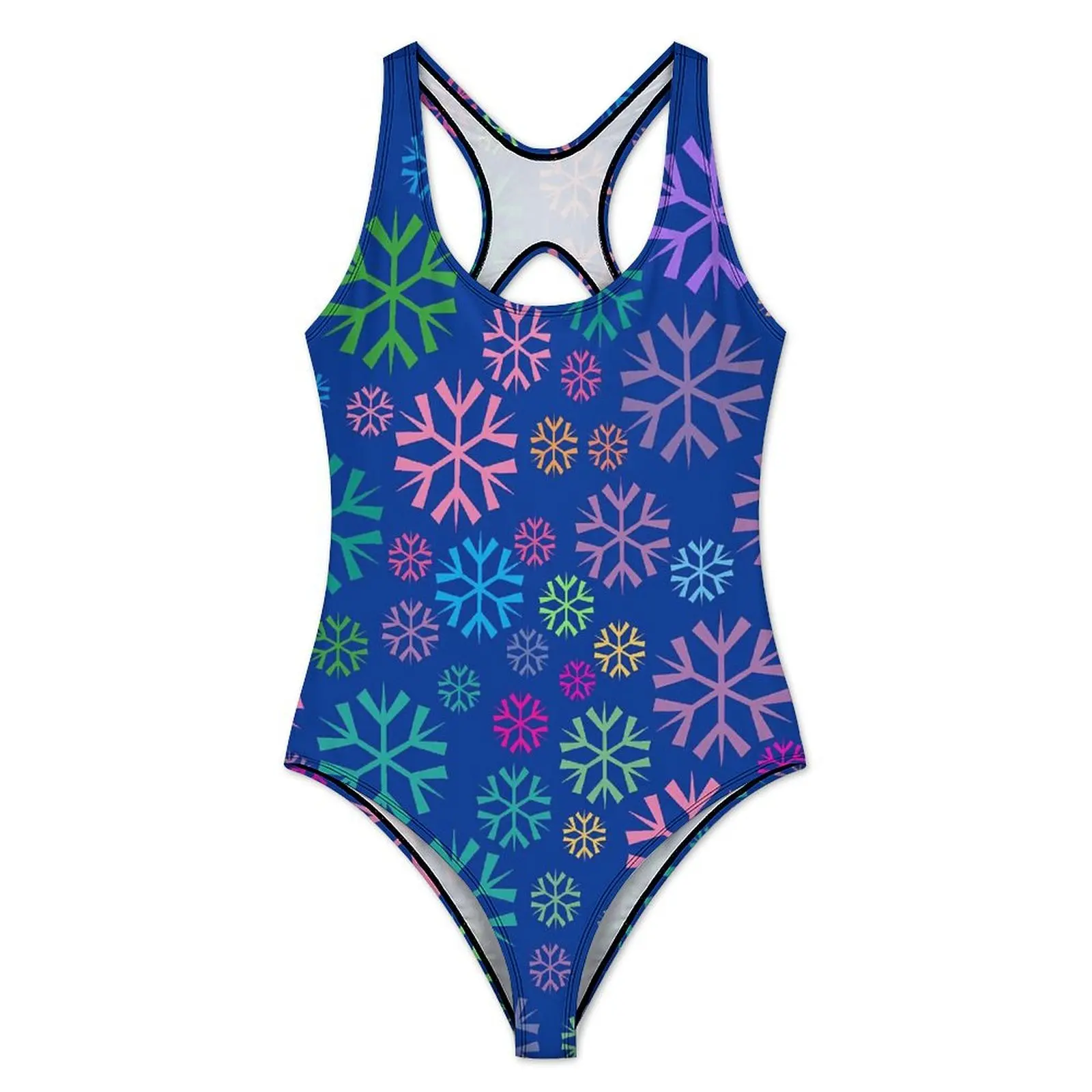 Colorful Snowflake Swimsuit Christma Print One-Piece Swimwear Push Up Fashion Bathing Suits Sexy Holiday Pool Custom Bodysuit