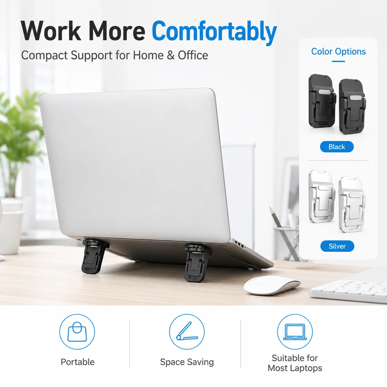 2PCS Mini Laptop Kickstand Feet Adhesive Notebook Riser Pads Foldable Computer Cooling Support Legs For Desk Office Travel Use