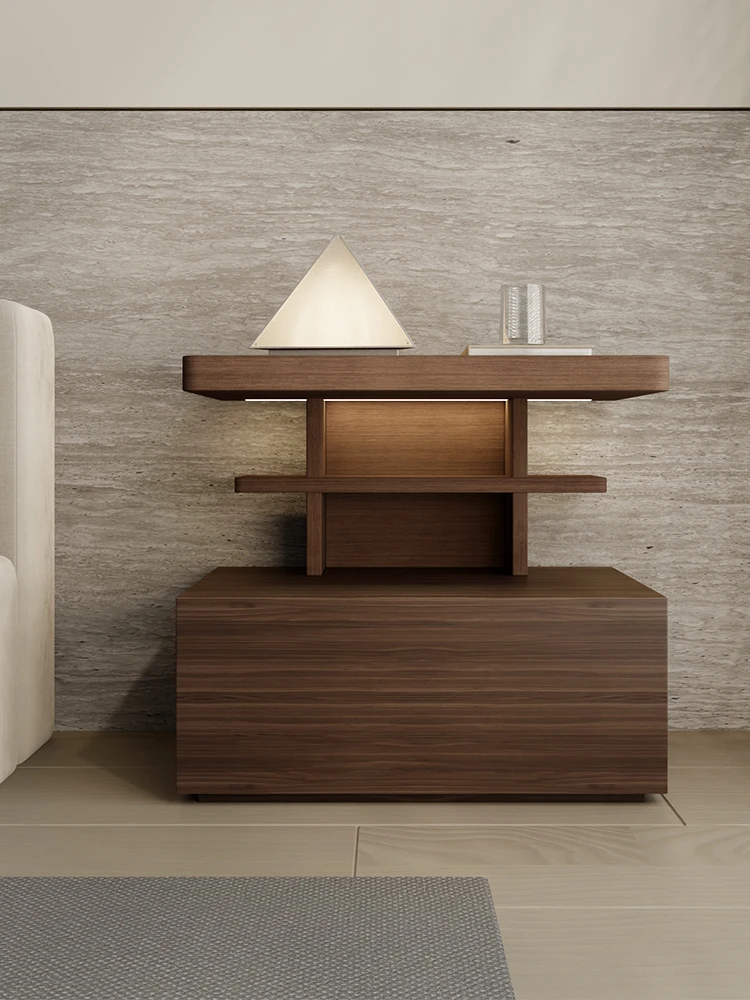 

Palace grid suspension solid wood bedside table simple modern bedroom household small apartment storage cabinet light luxury