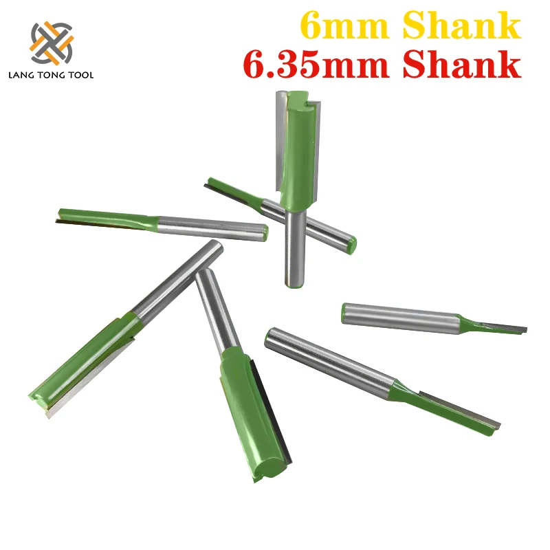 7Pcs 6mm/6.35mm Shank Single Double Flute Straight Bit Milling Cutter for Wood Tungsten Carbide Router Bit Woodwork Tool LT013