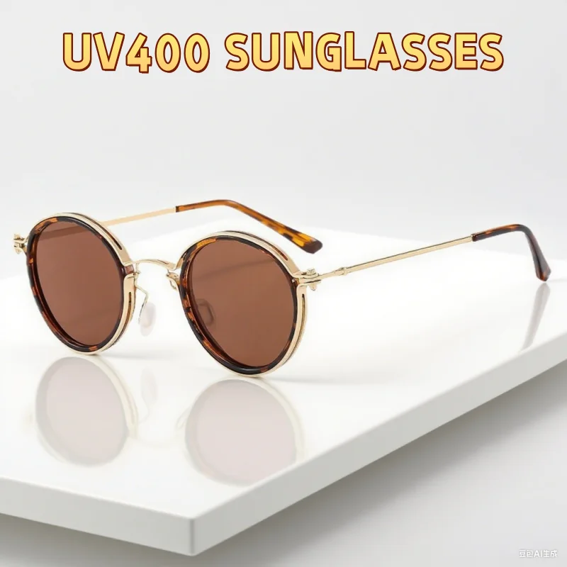 

Men's Round Frame Punk Style Metal Sunglasses Men's Commercial UV Resistant Glasses Outdoor Driving Sunscreen Goggles